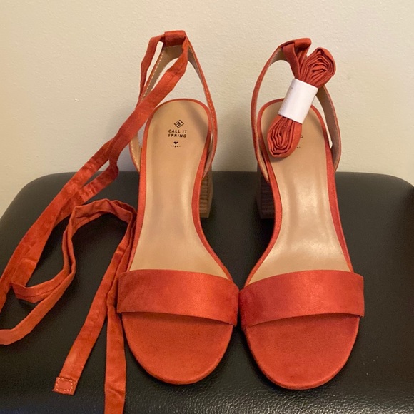 Call it spring vegan strappy heels burnt orange - Picture 2 of 5